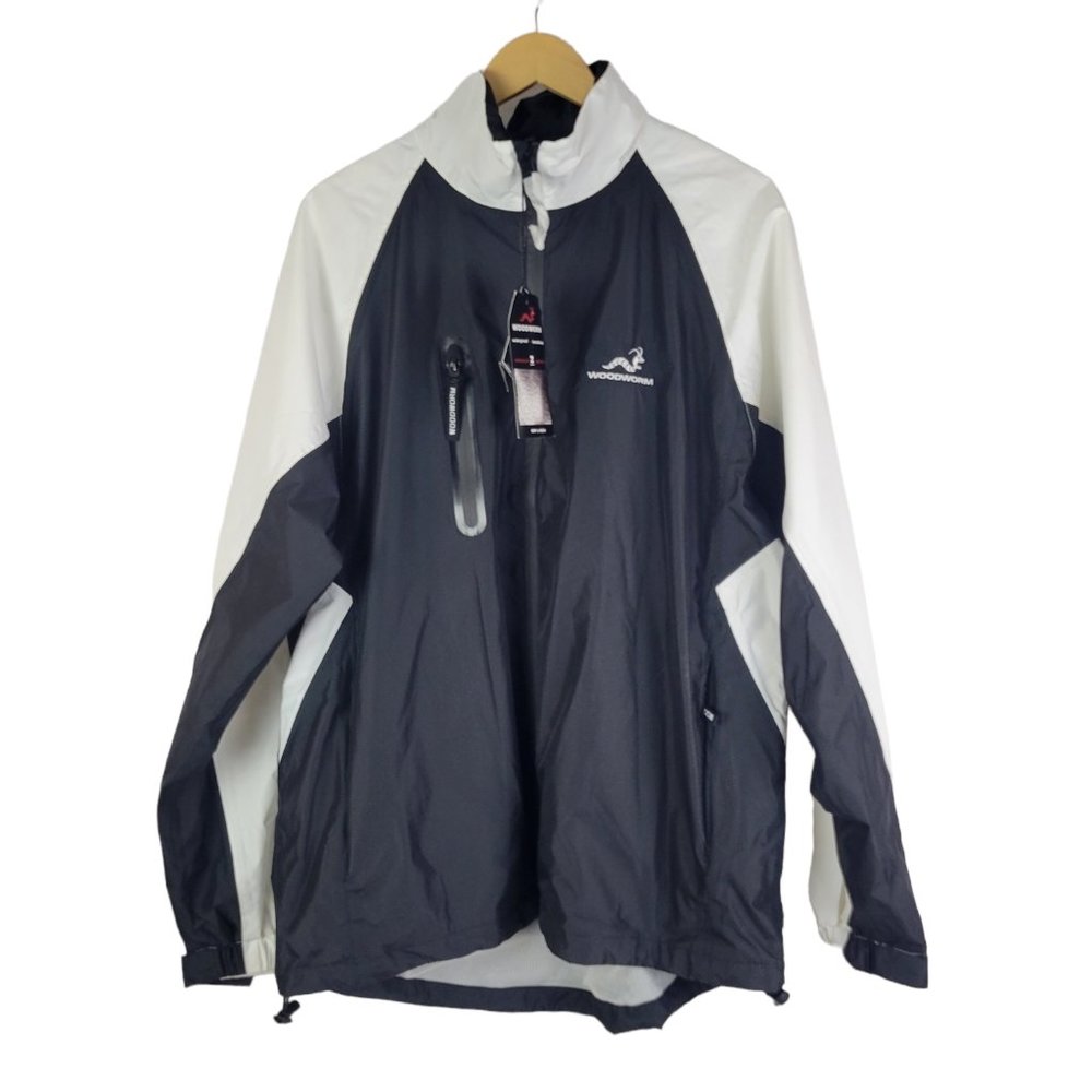 Woodworm Technical Stuff SwingDry Mens size L Windbreaker Jacket Black White NEW